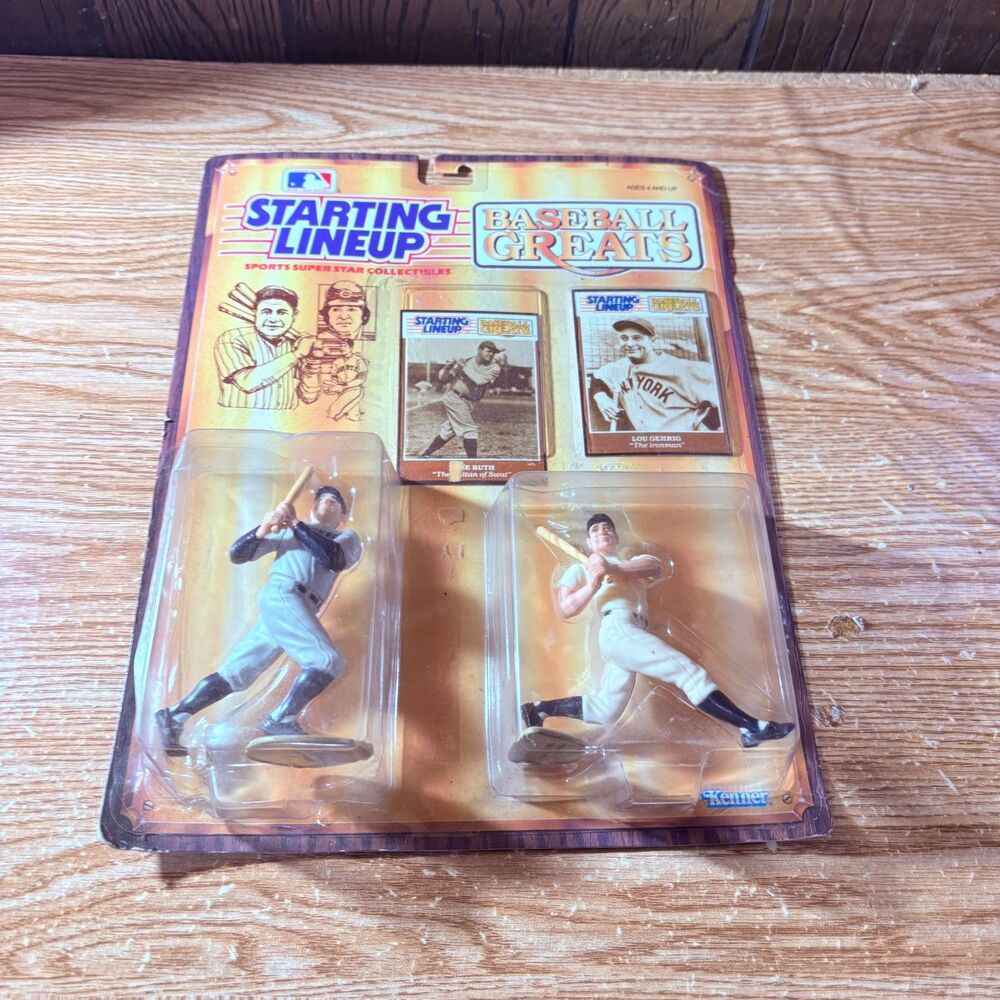 1989 Kenner Starting Lineup Babe Ruth & Lou Gehrig Figures Baseball Greats NIP